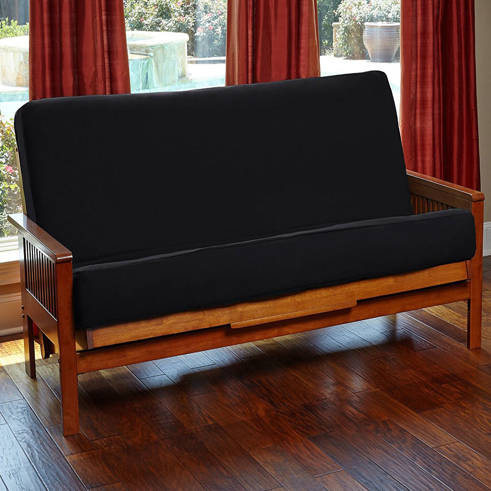 Stretch Solid Color Futon Slipcover – Full Or Queen Size, Armless Sofa Bed Cover